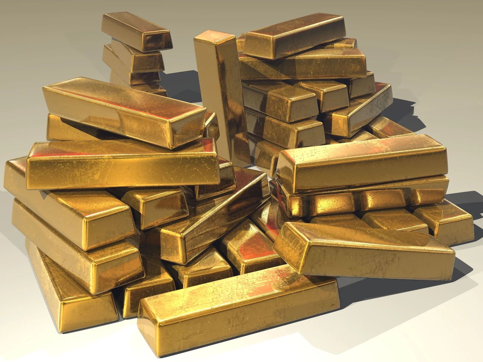 A stack of gold bullion bars