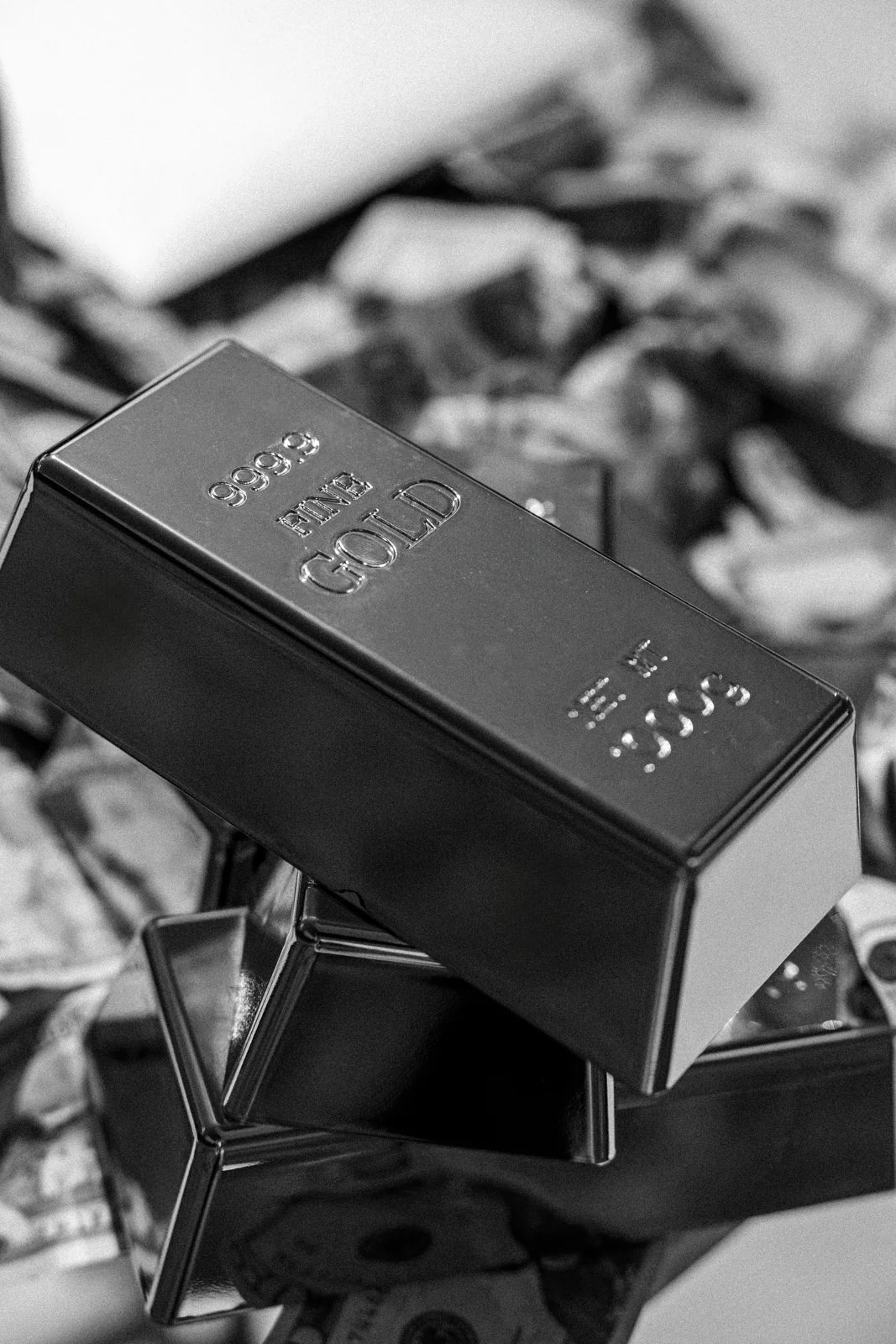 Close-up of silver bullion bars
