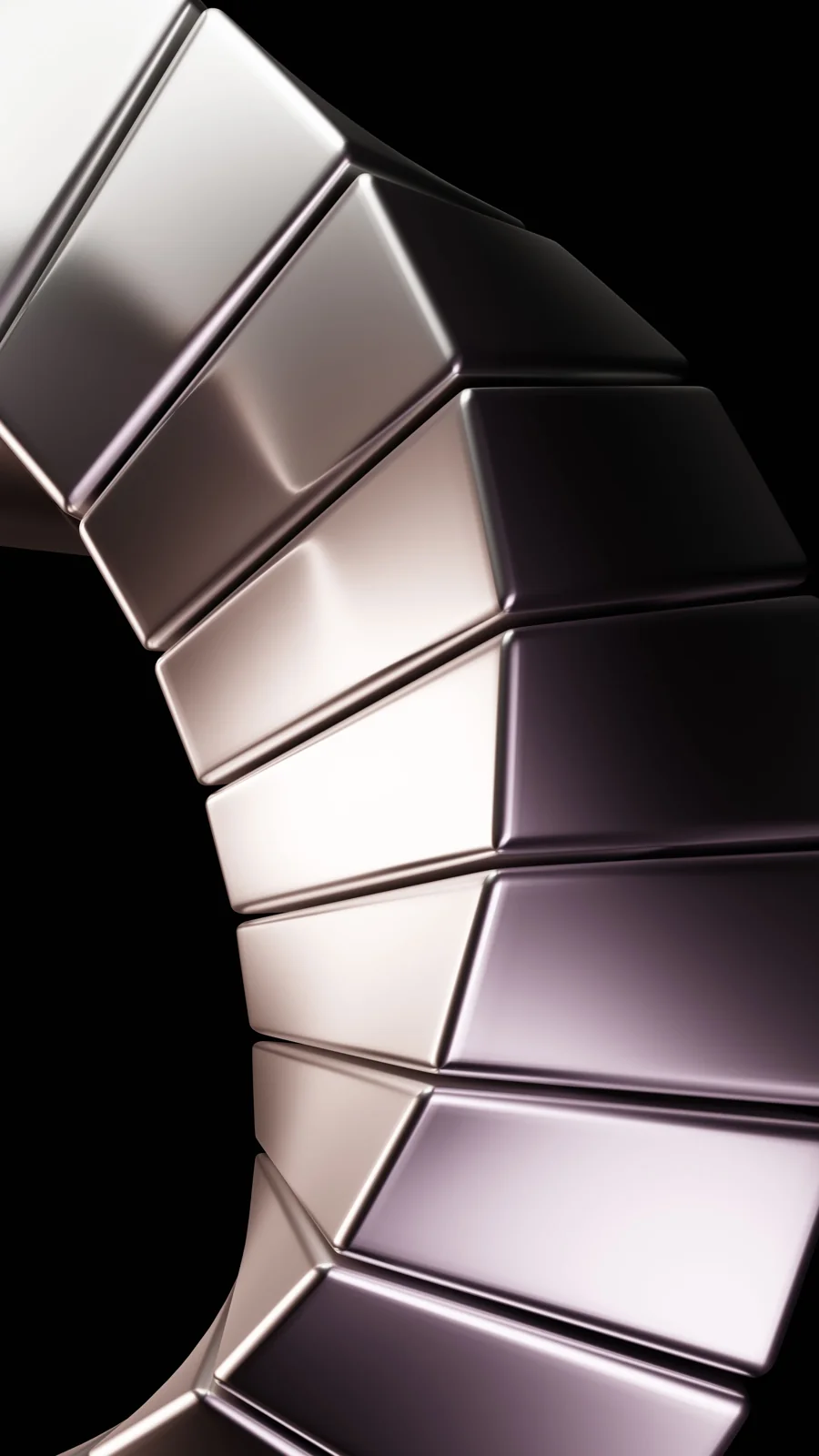 Sculptural arrangement of silver-colored bullion bars